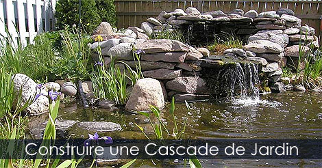 Cascade de Jardin - Comment amnager une cascade de bassin pour le jardin - Amnager une cascade en pierre avec chute et mur d'eau - Photos de cascade de jardin